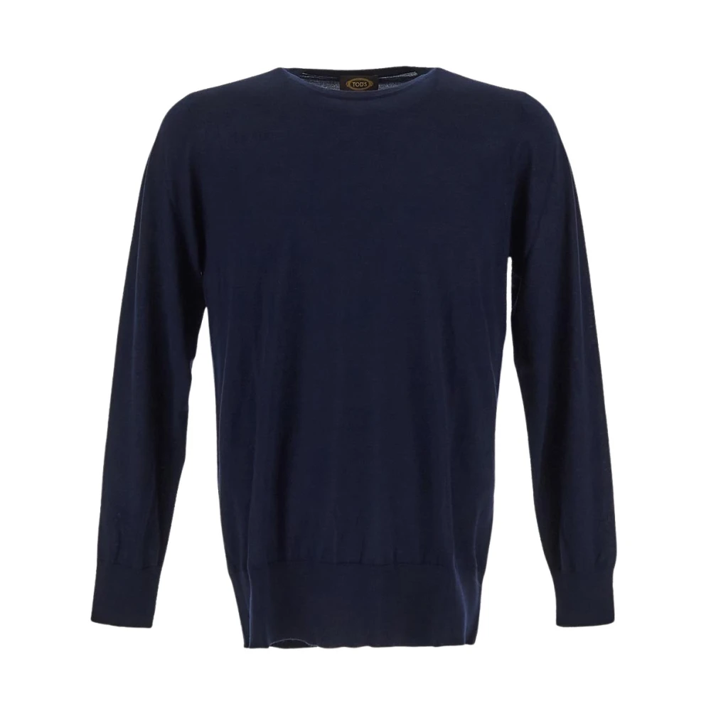 TOD'S Wollen Crewneck Trui Blue Heren