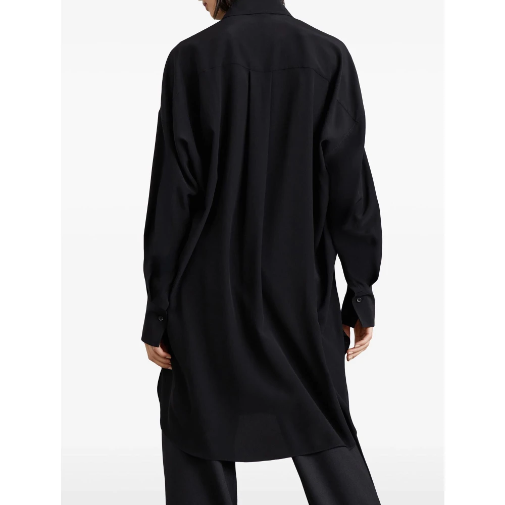 BRUNELLO CUCINELLI Zijden Monili Decoratie Klassieke Kraag Shirt Black Dames
