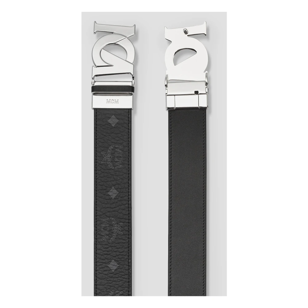 MCM M-Art Omkeerbare Riem in Visetos 3 8 cm Black Dames