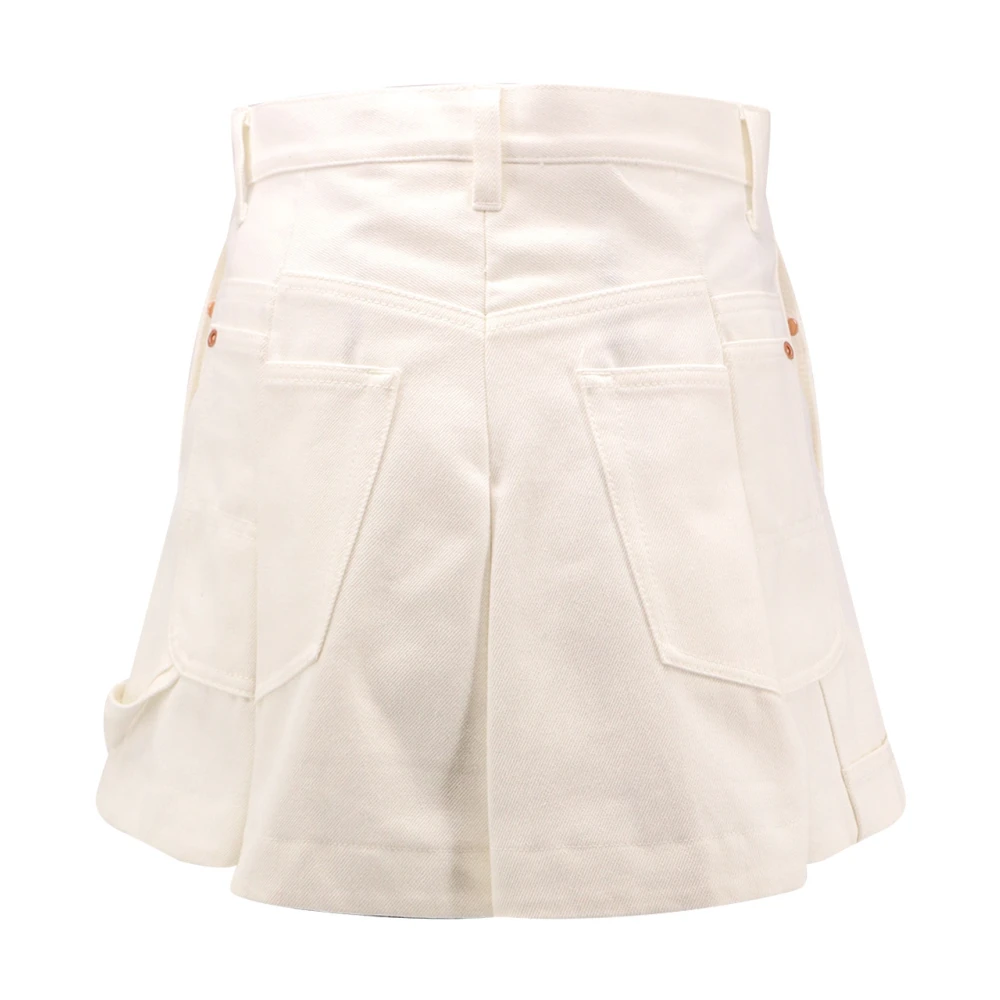 Sacai Hoge taille katoenen shorts met zakken White Dames