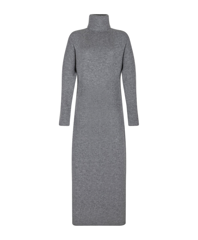 melange-grey-long-dress-with-double-star