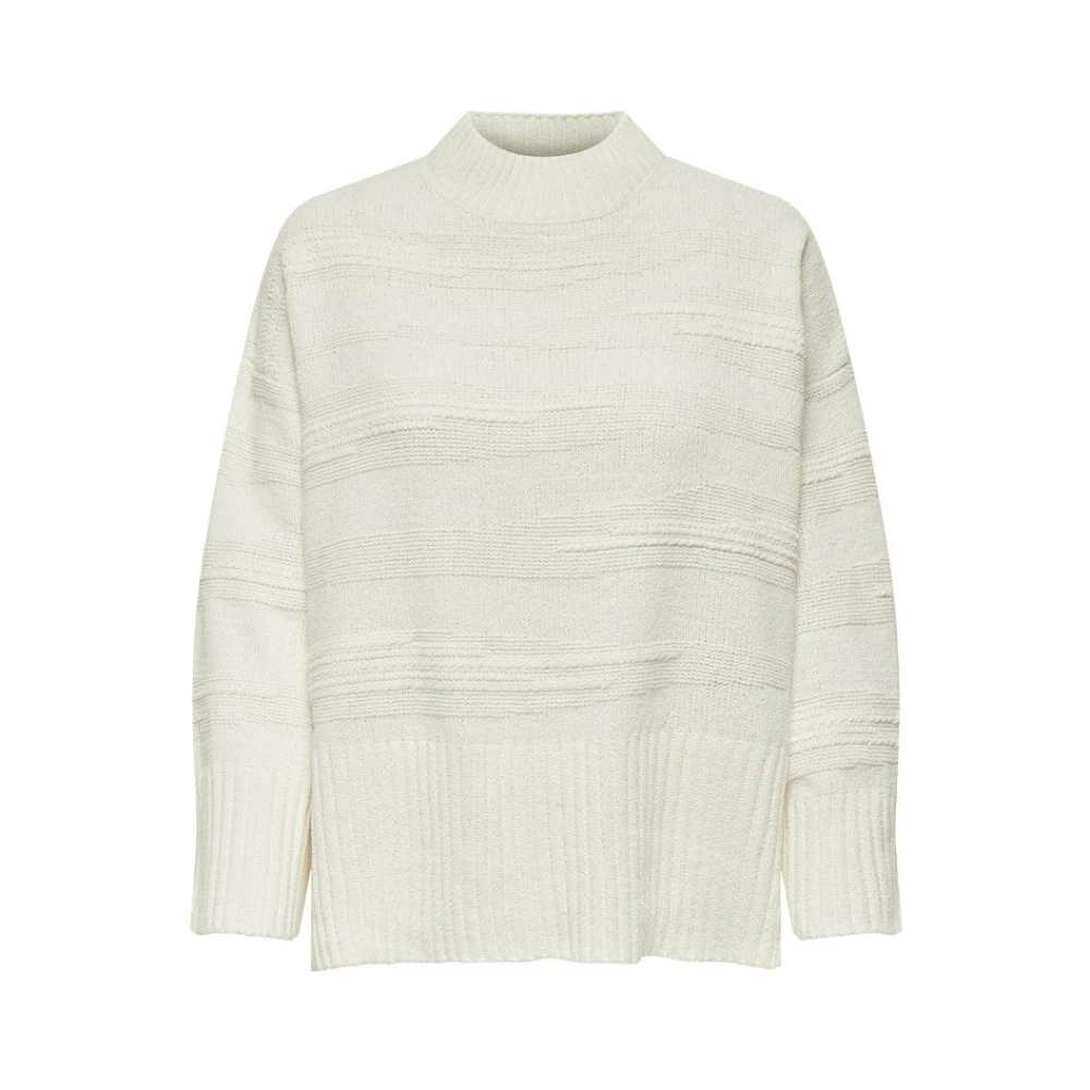 Only Hoge hals losse structuur top Cloud Dancer White Dames