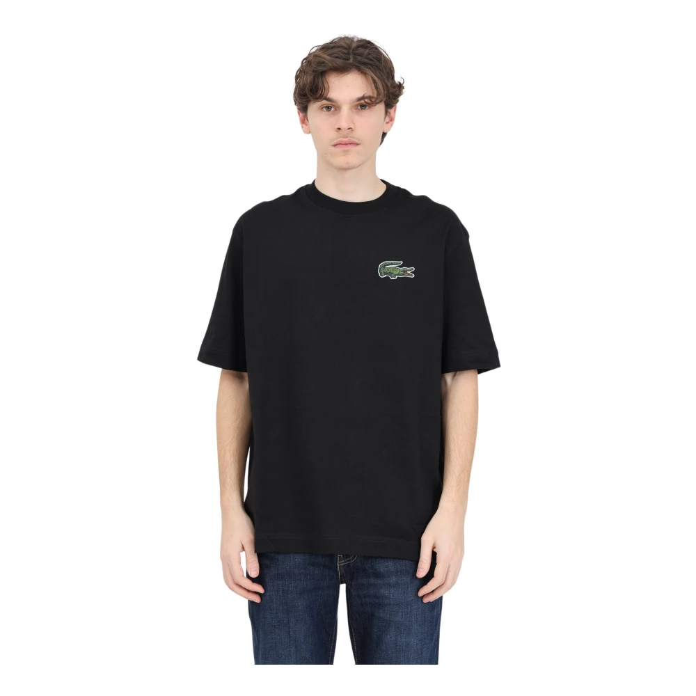 Lacoste Zwarte T-shirts en Polos met Logo Patch Black Heren