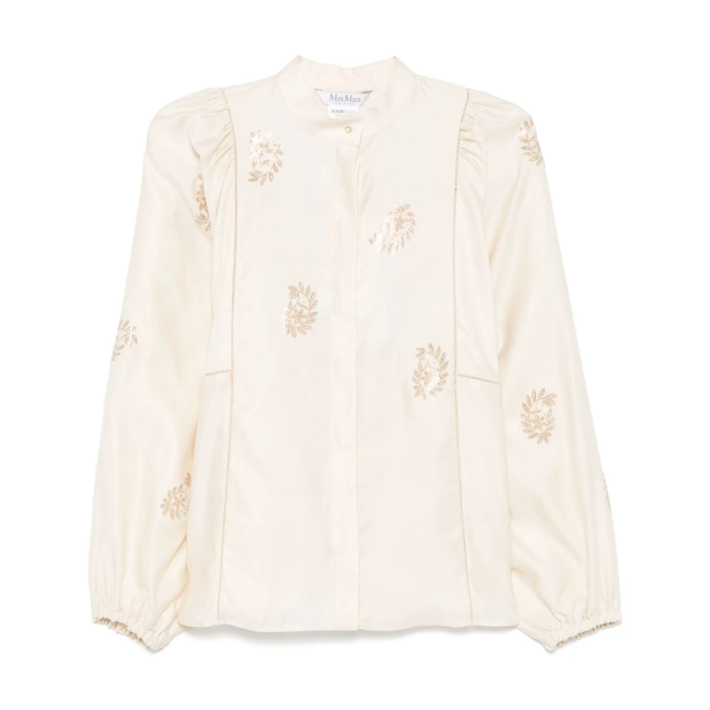Max Mara Witte Shirt met Kristalversiering White Dames