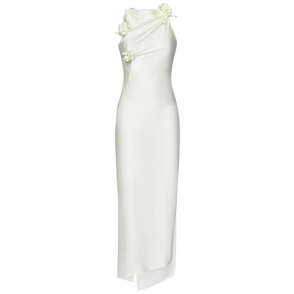 Coperni Women's White Asymmetric Dress With Knotted Flowers