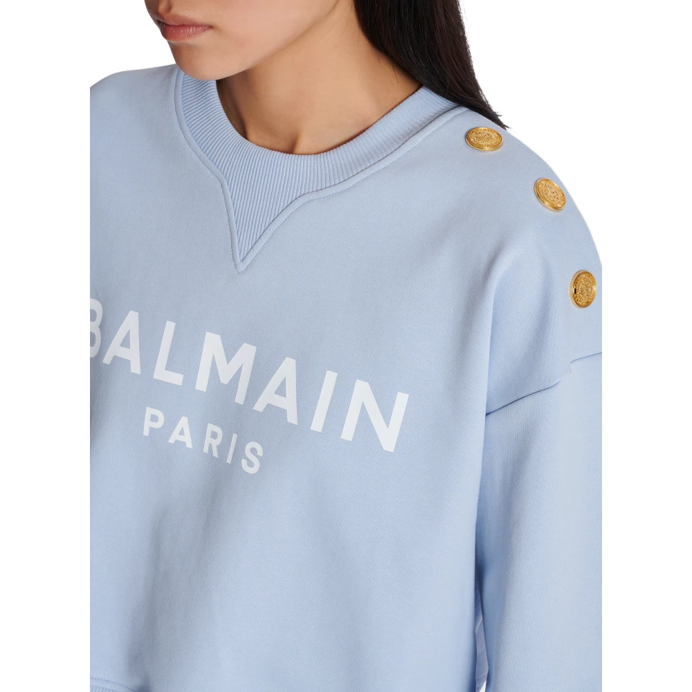 Balmain Gedrukte Parijse sweatshirt Blue Dames