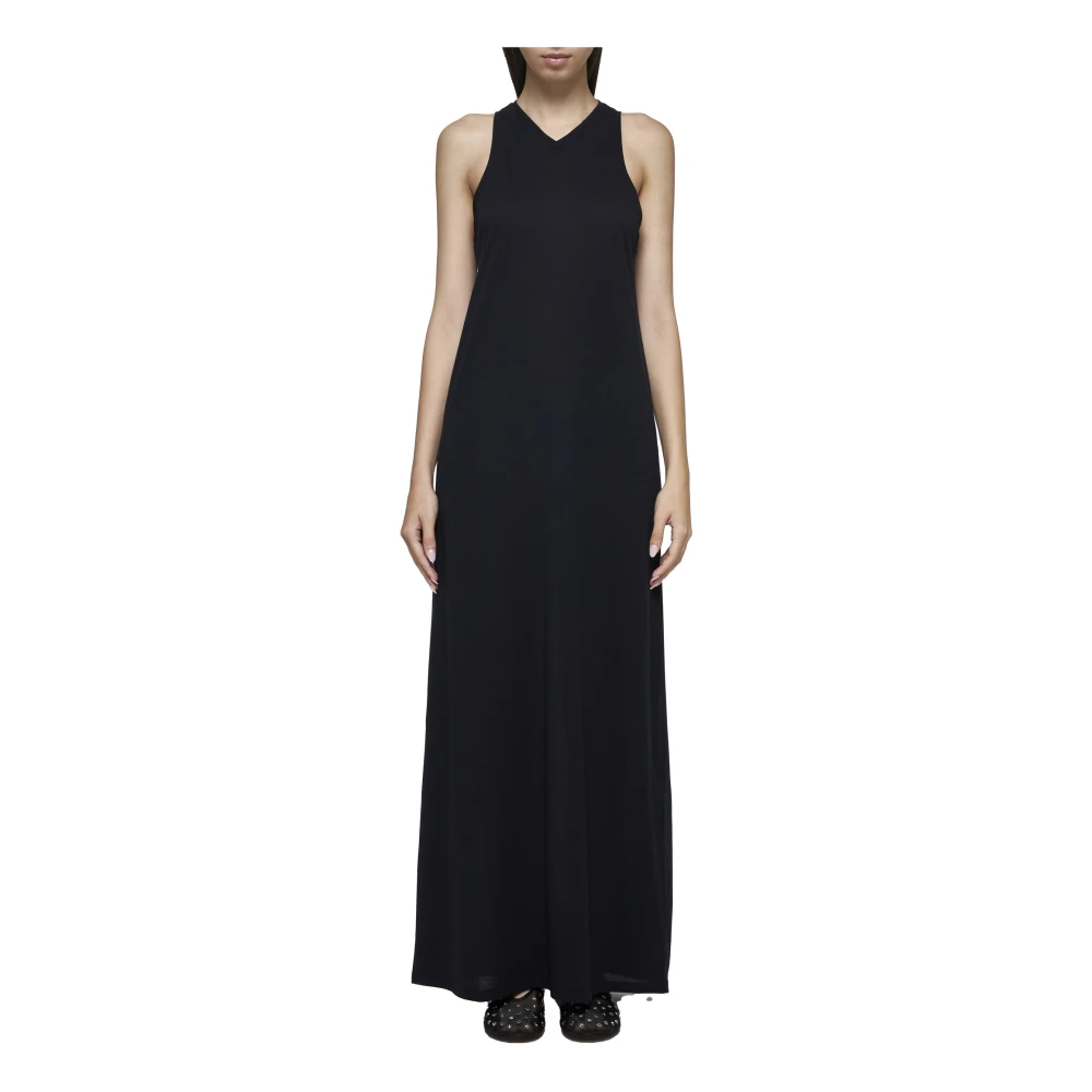Khaite Zwarte V-hals Lange Jurk Black Dames