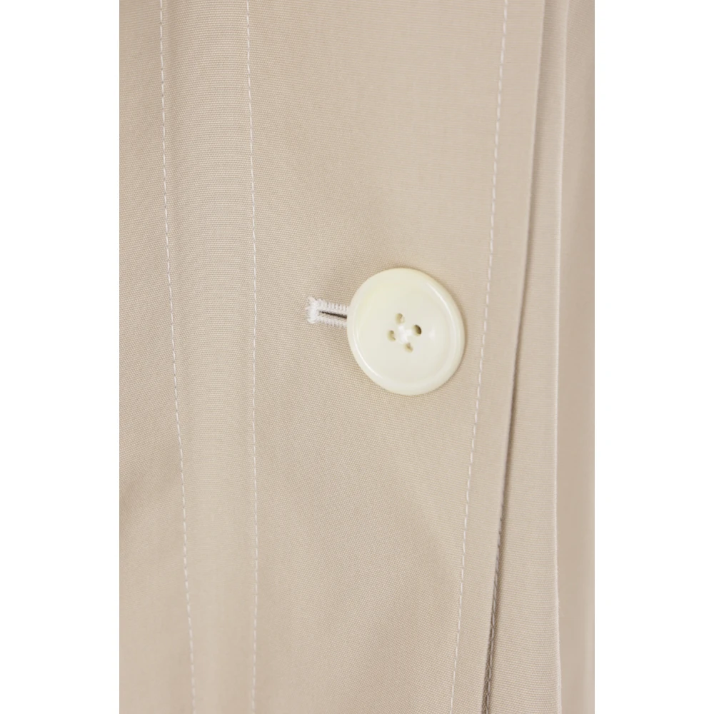 Thom Browne Beige Technische Katoenen Jas met Fluweel Kraag Beige Dames