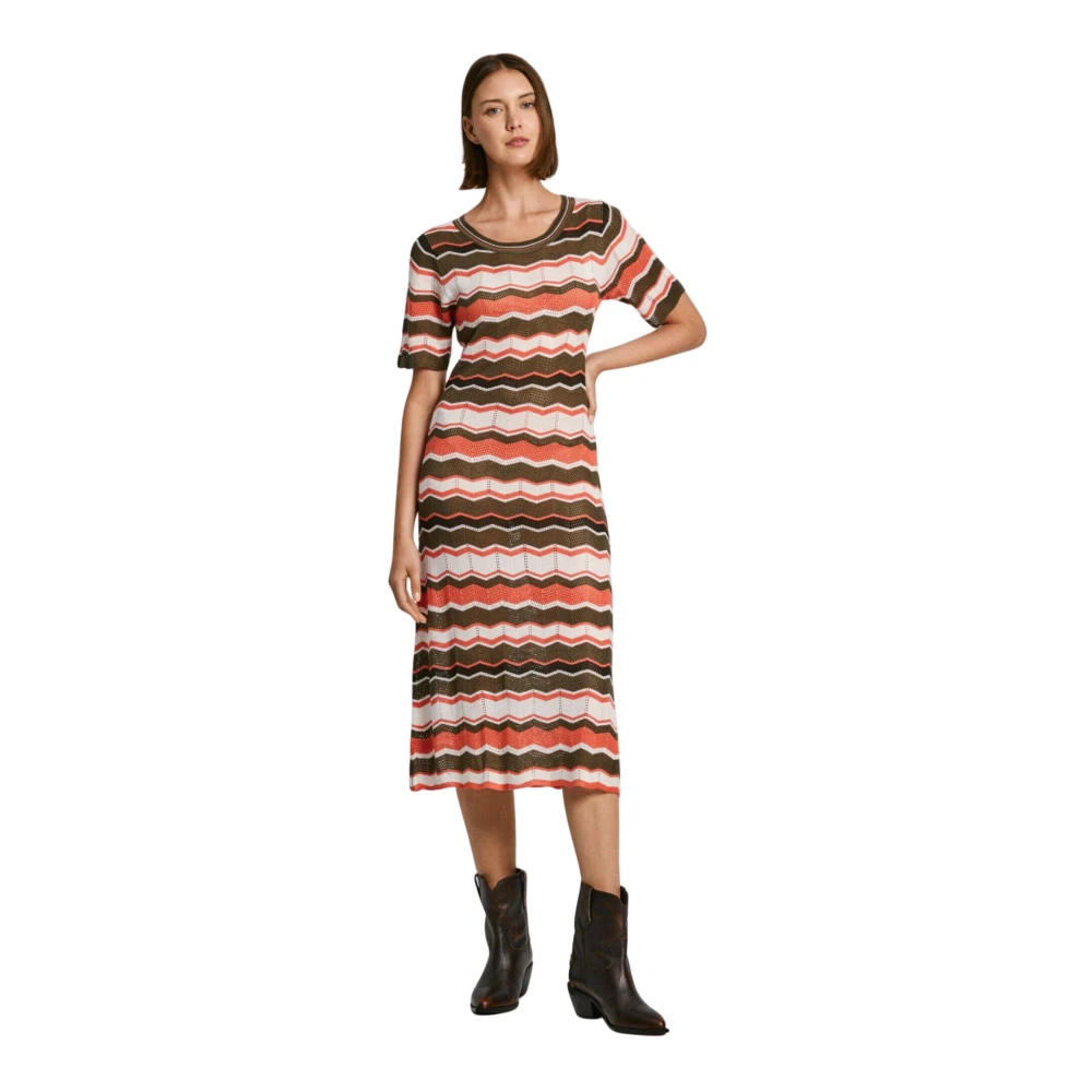Pepe Jeans Zig Zag Midi Jurk met Borduurwerk Multicolor Dames