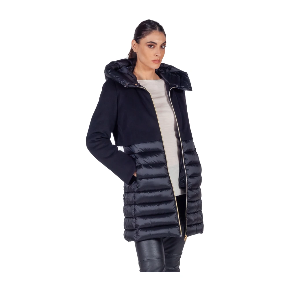 Emme DI Marella Zwarte Dubbellaagse Gewatteerde Pufferjas Black Dames