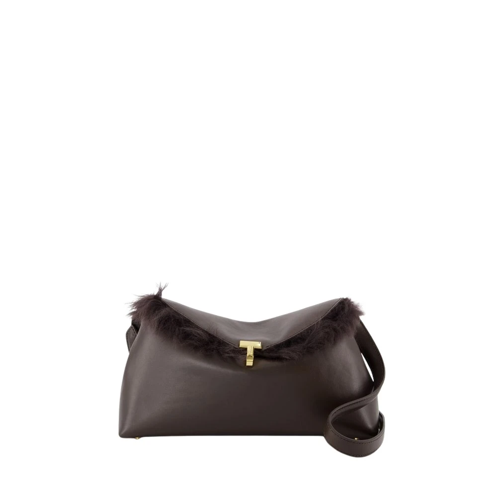 TotêMe Shearling T-Lock Clutch Bruin Brown Dames