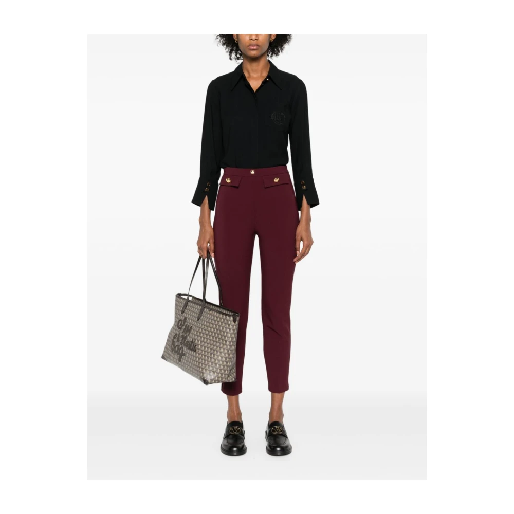 Elisabetta Franchi Bordeaux Crepe Broek Aw24 Brown Dames