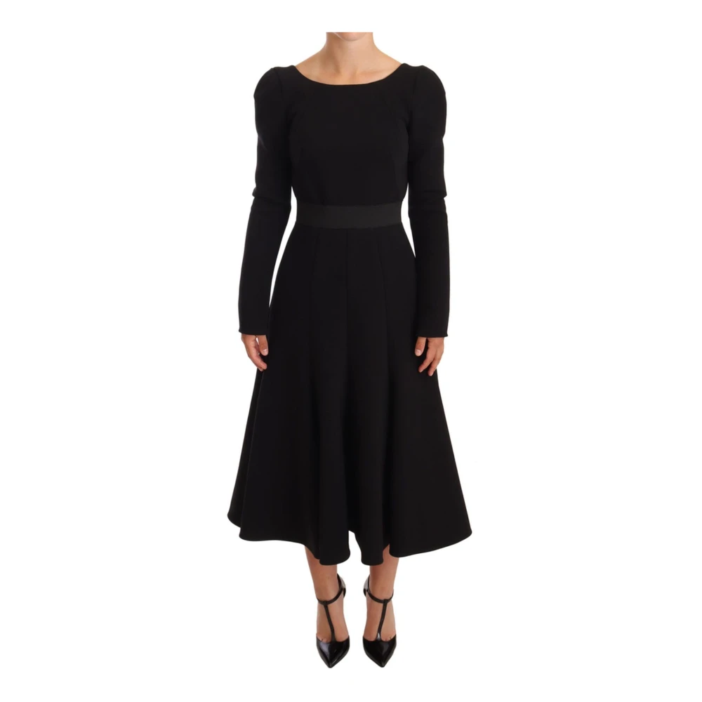 Dolce & Gabbana Women's Black Midi Dresses, Xs, Stretch Sheath Dress With Open Back