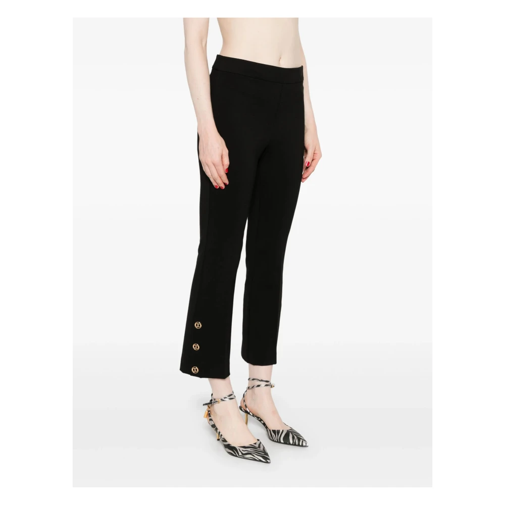 Twinset Slimme broek met ovale knopen Black Dames