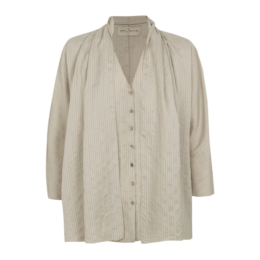 Cortana Mujer Gris - Frances- Top De Seda A Rayas Canela - Blouses & Shirts - 2XS