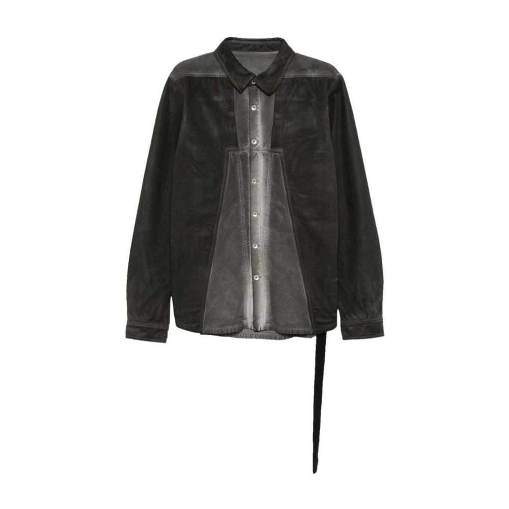 Rick Owens Denim Shirt Verhoog Stijl Mannen Gray Heren