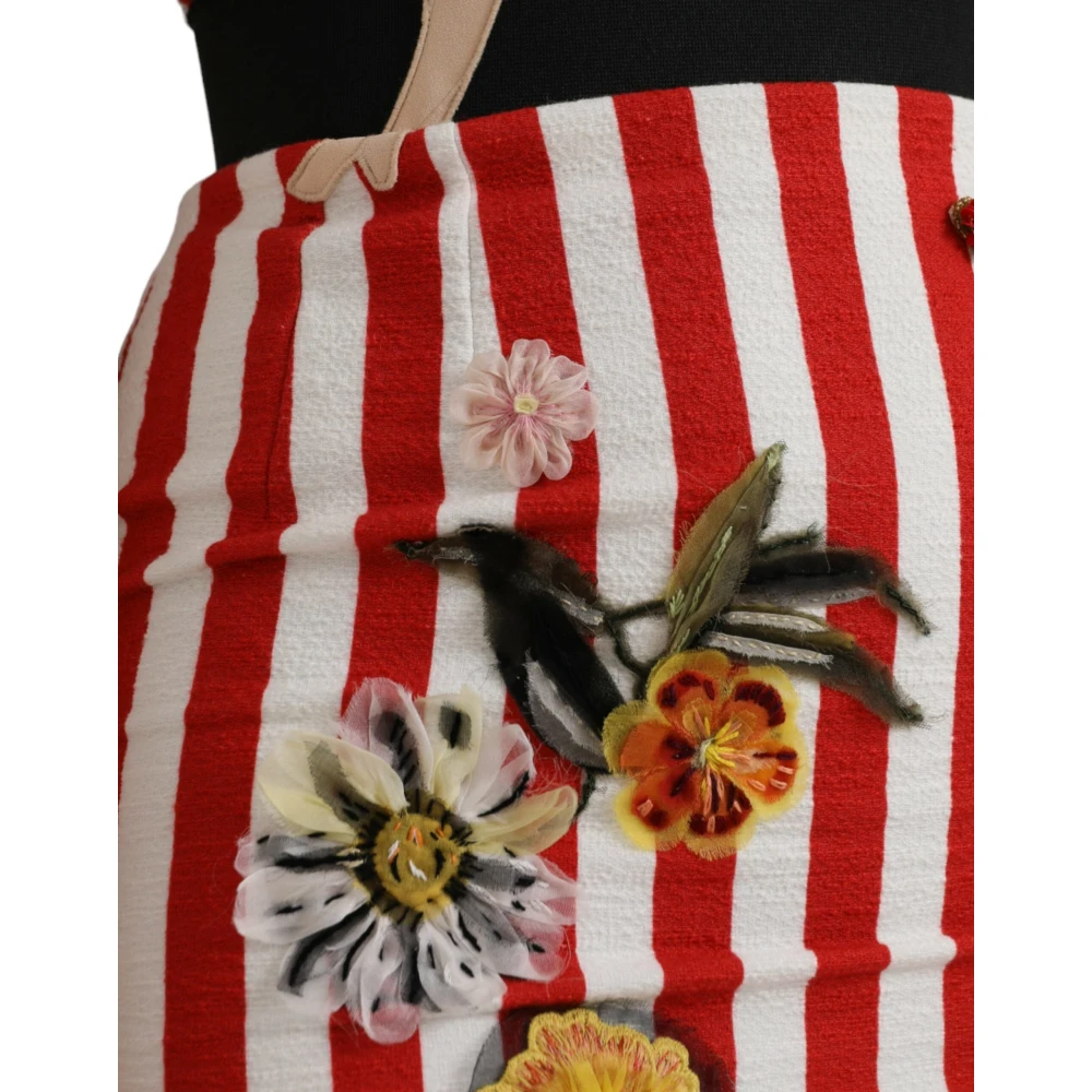 Dolce & Gabbana Rood Wit Bloemig Mouwloos Midi Jurk White Dames