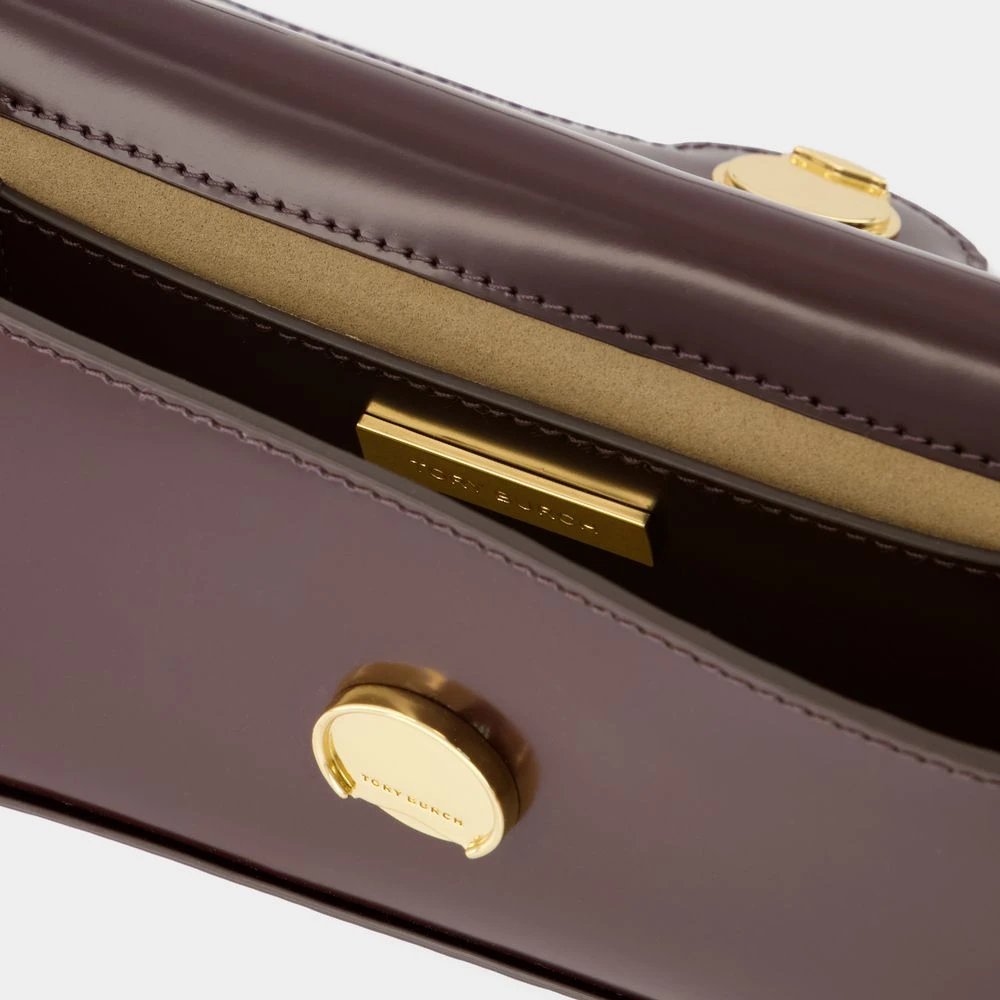 TORY BURCH Bruine leren schoudertas met handvat Brown Dames