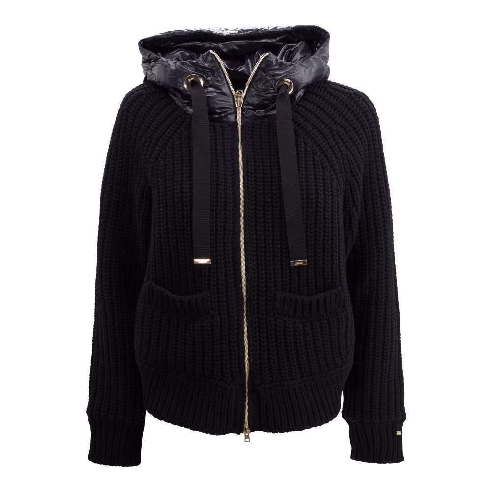 Schwarze Woll-Bomberjacke