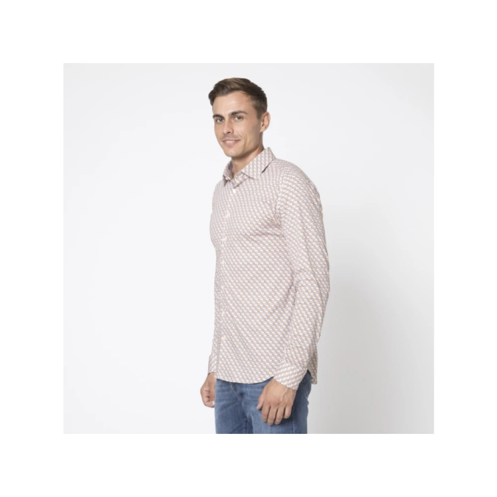 Desoto Witte Blouse met Bladerenpatroon White Heren