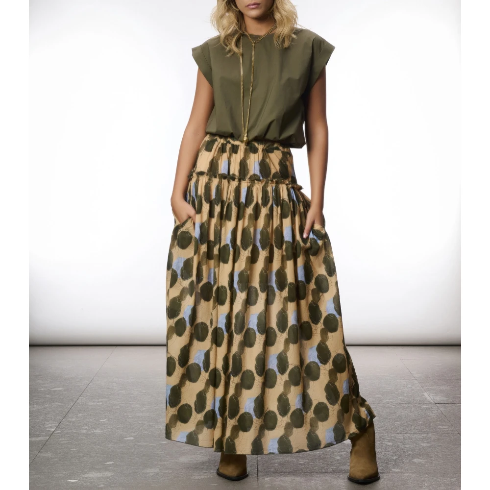 Manila Grace Geknipte katoenen blouse Green Dames