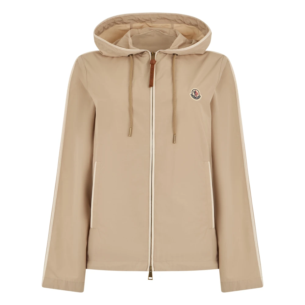 Moncler Beige Zip-Throughs, Female, S, Sarracenia Hooded Jacket
