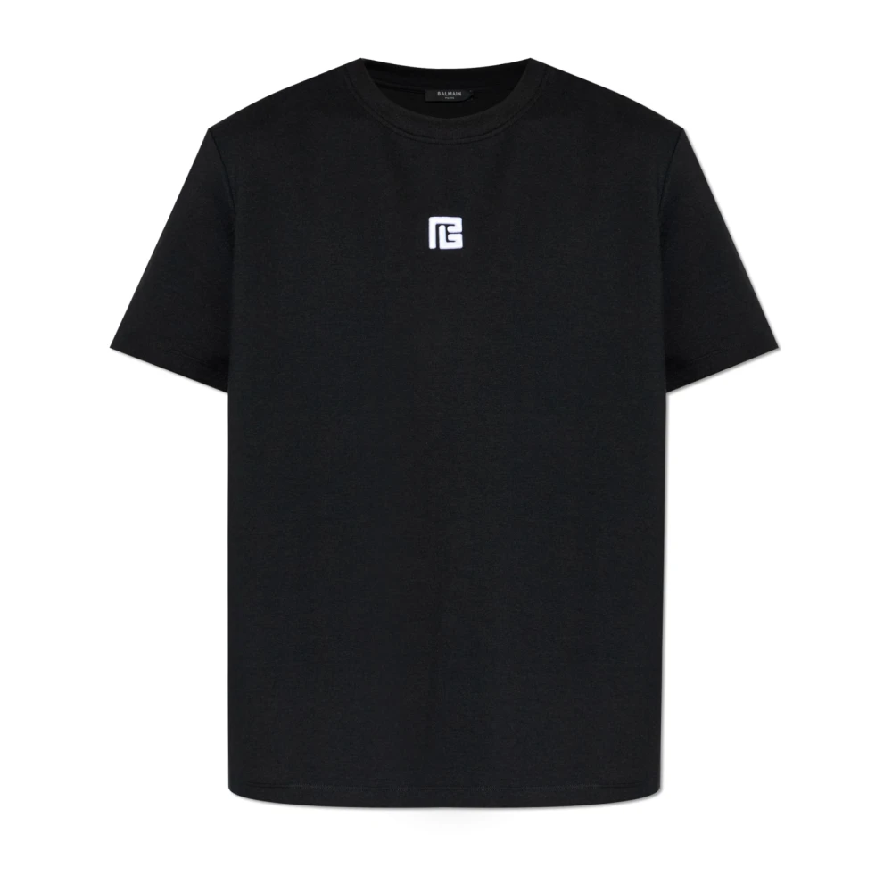 Balmain Uomo Nero - T-Shirt Con Logo Ricamato - Tops - M