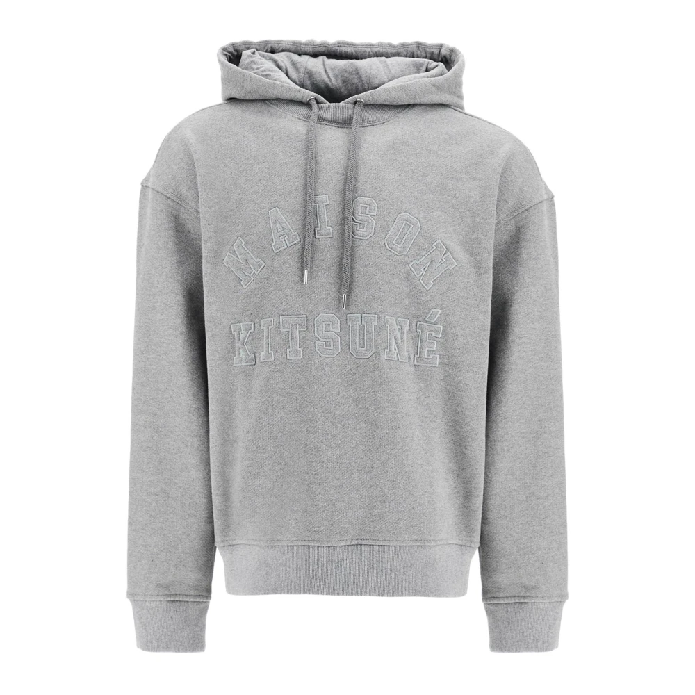 Maison Kitsuné Geborduurde varsity-stijl hoodie Gray Heren