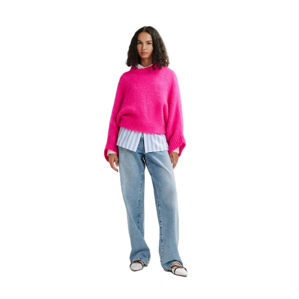 Essentiel Antwerp Mohair Blend Batwing Sweater Pink Dames