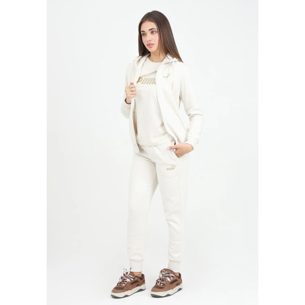 Puma Sportieve Glitter Logo Broek White Dames