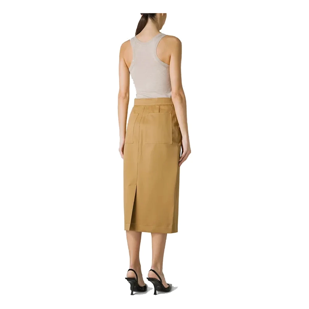 Max Mara Cresta Pencil Rok met Dungarees Design Brown Dames