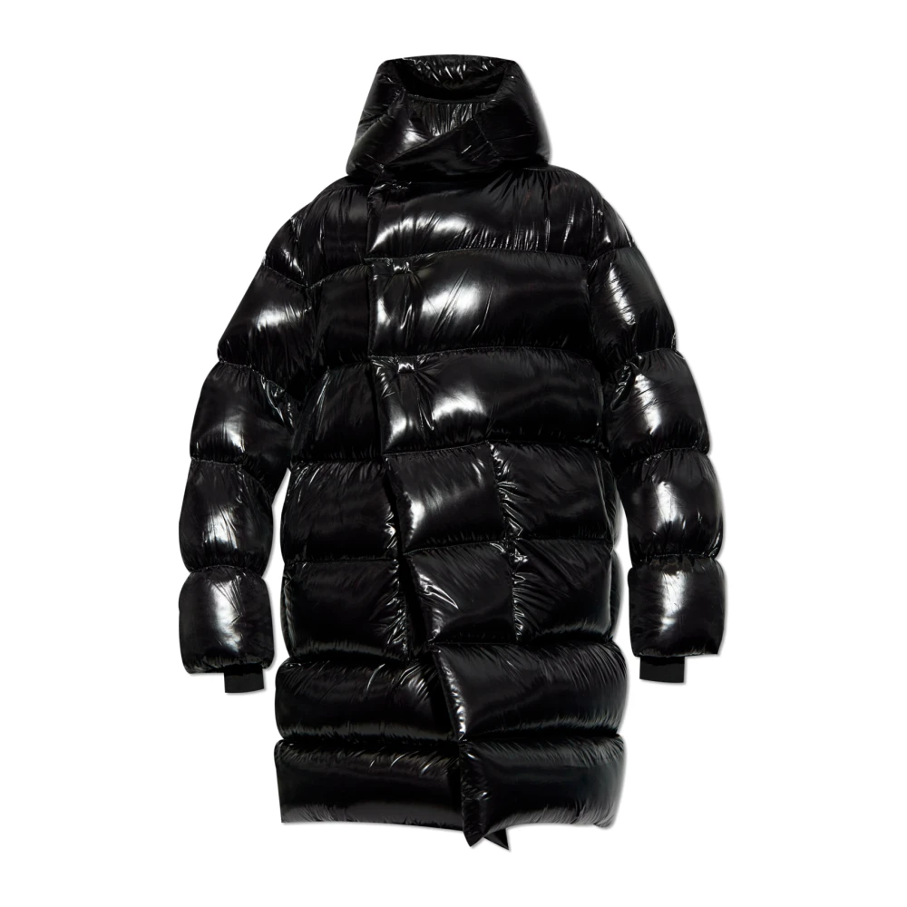 Rick Owens Gewatteerde Jas met Capuchon Black Heren