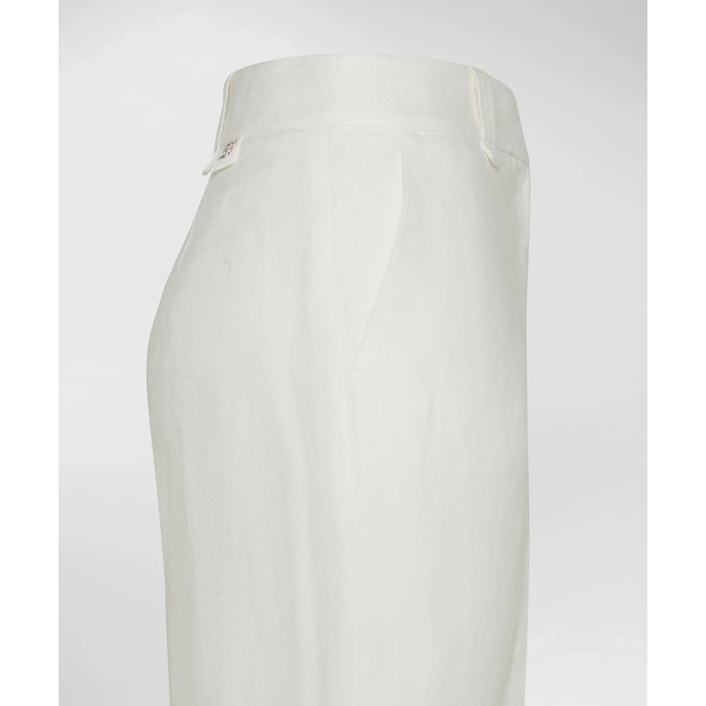 Peuterey Witte Linnen Broek Rechte Pijp White Dames