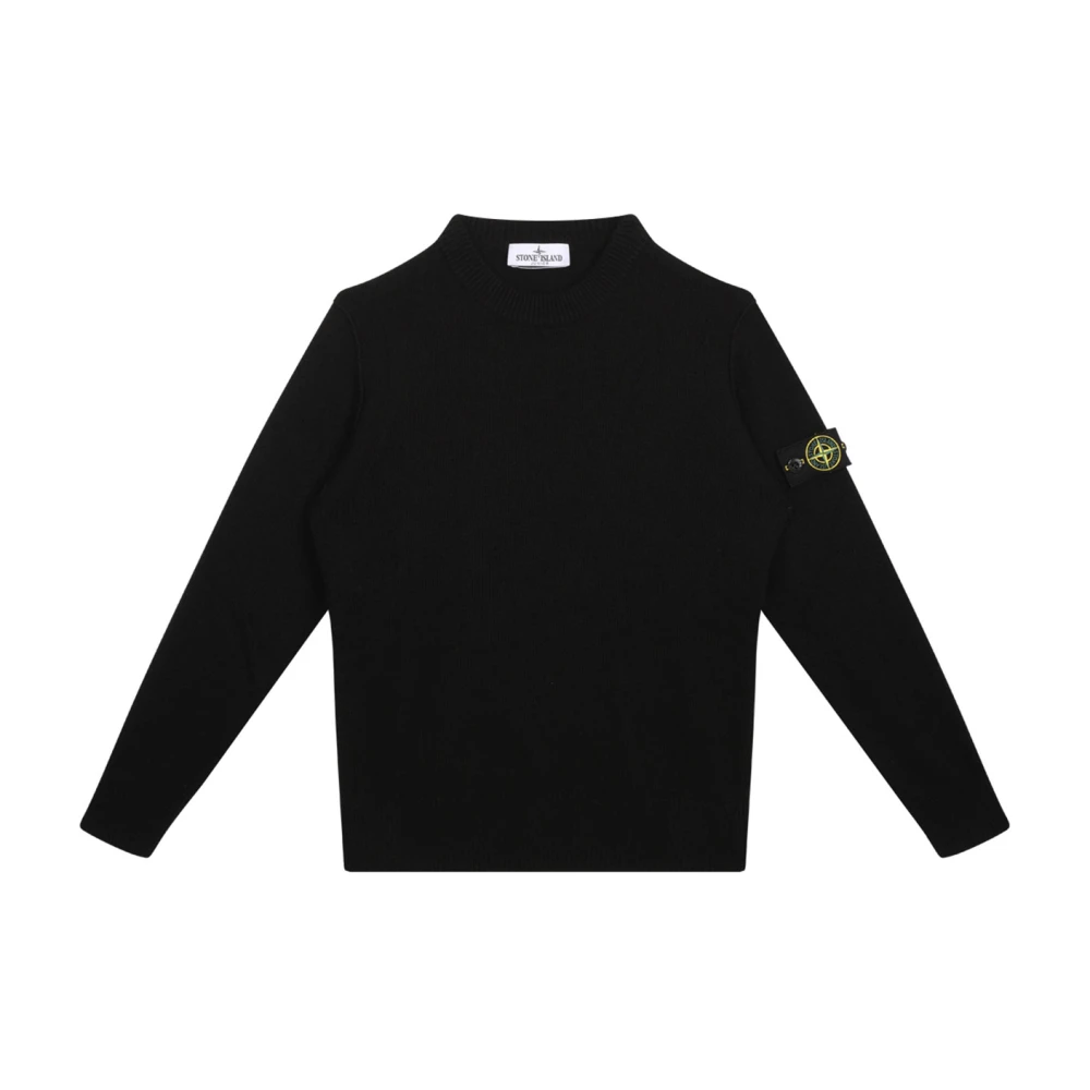 Stone Island Black Kids Knitwear, Unisex, 6 Y, Compass-Patch Jumper