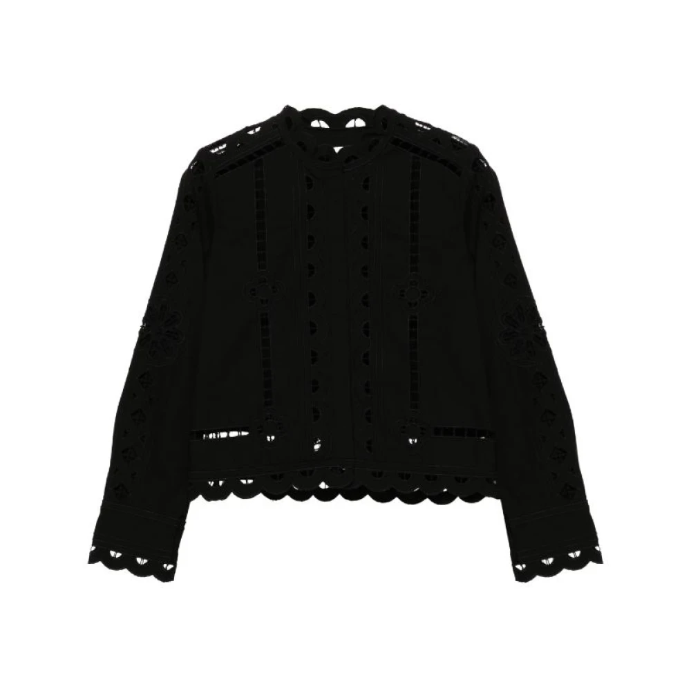 Isabel marant Zwarte Katoenen Bloemdetail Gebreide Top Black Dames