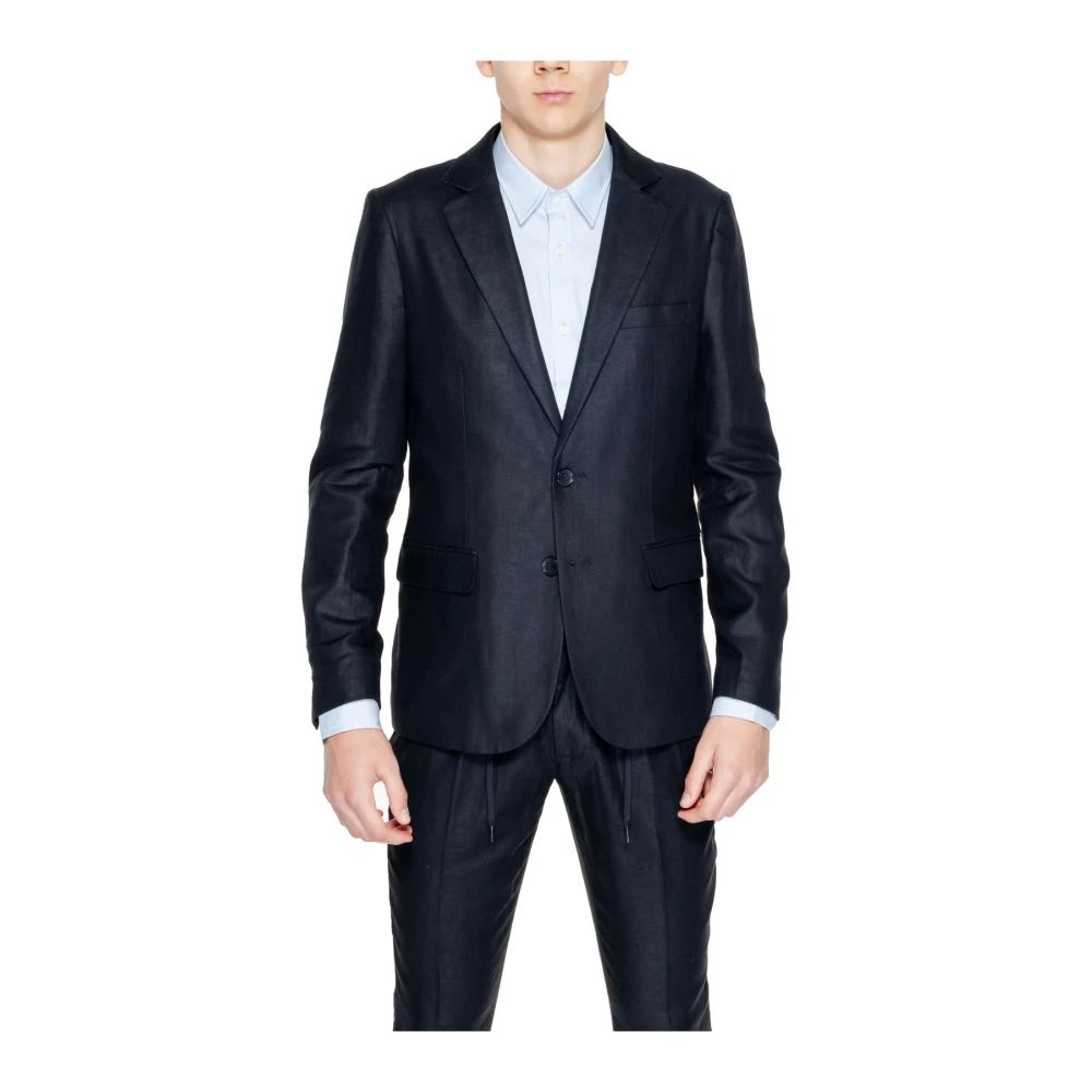 Antony Morato Men's Black Linen V-Neck Blazer 2XL