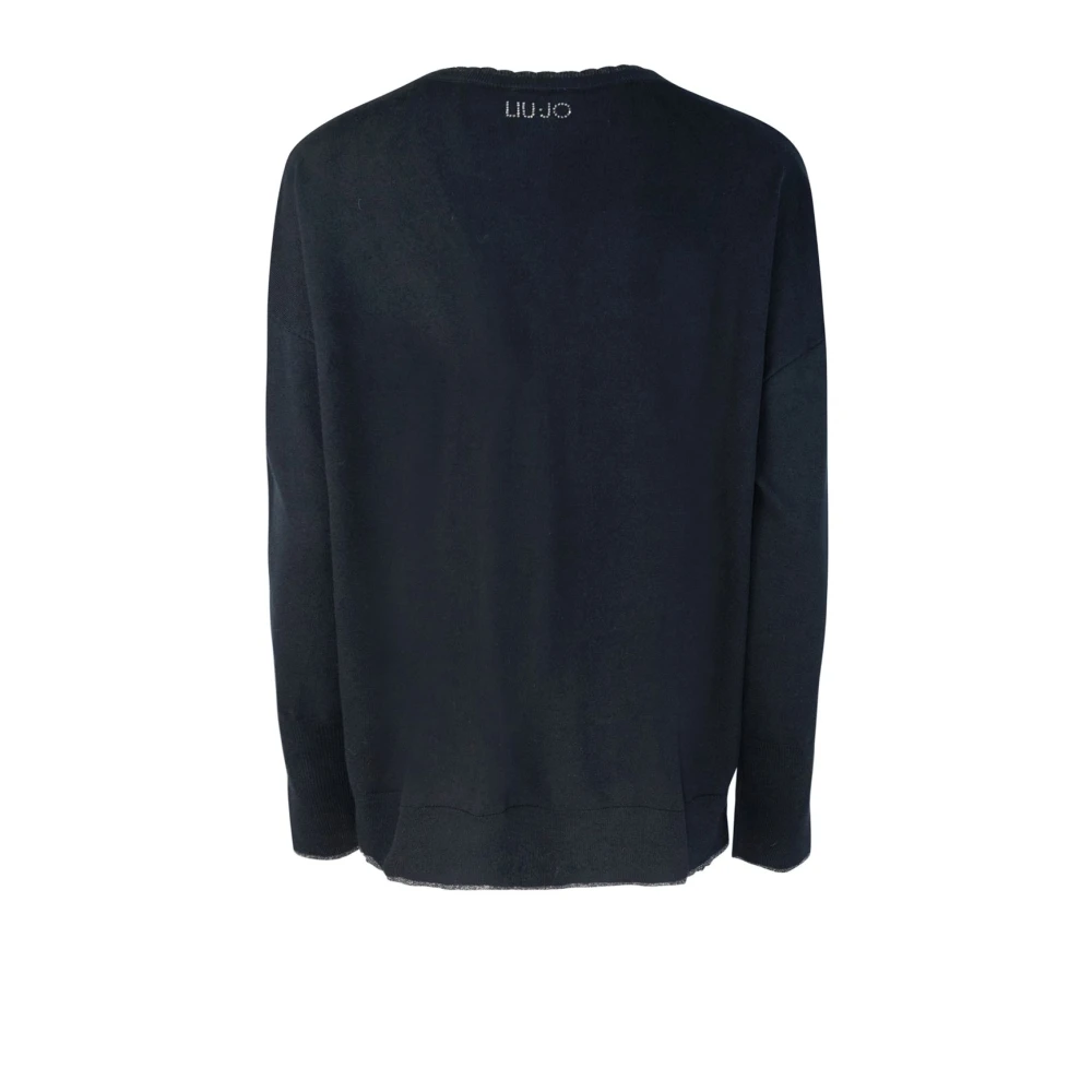 Liu Jo Zwarte trui met lurex details Black Dames