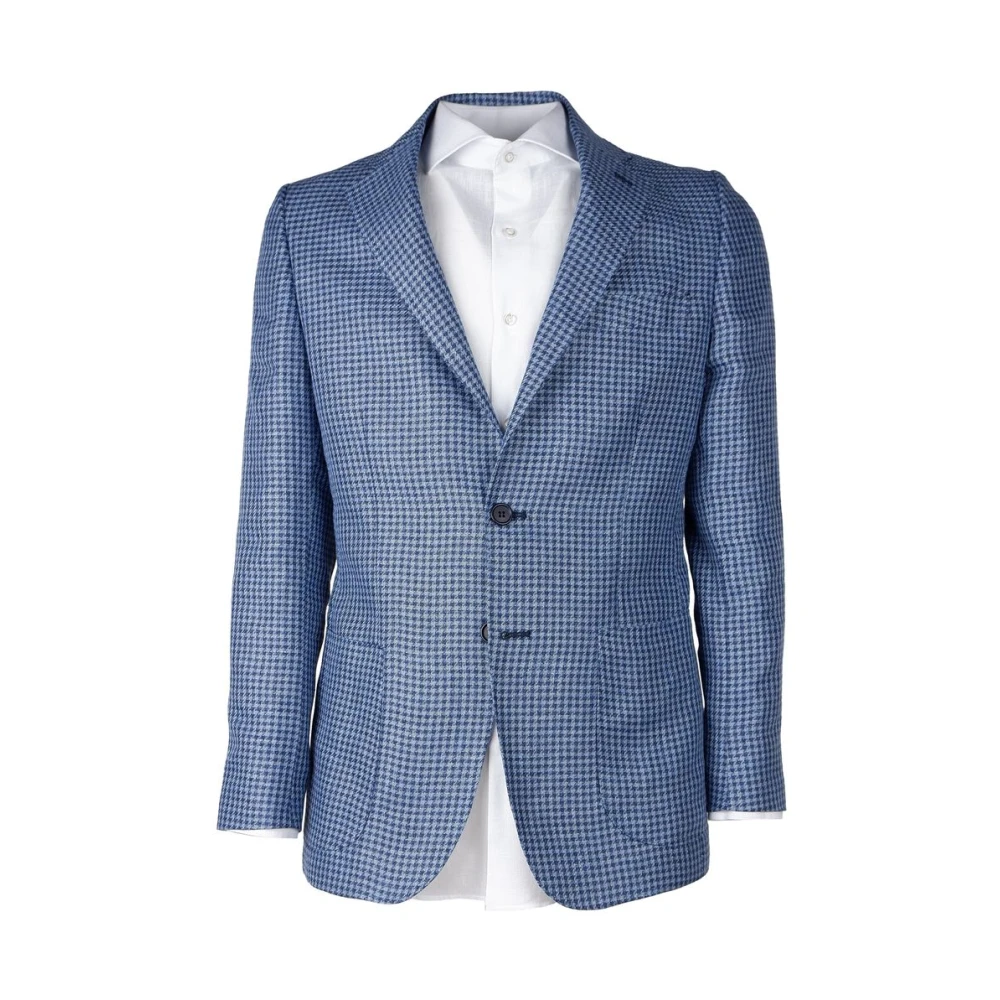 Made in Italia Wollen blazer met houndstooth-patroon Blue Heren