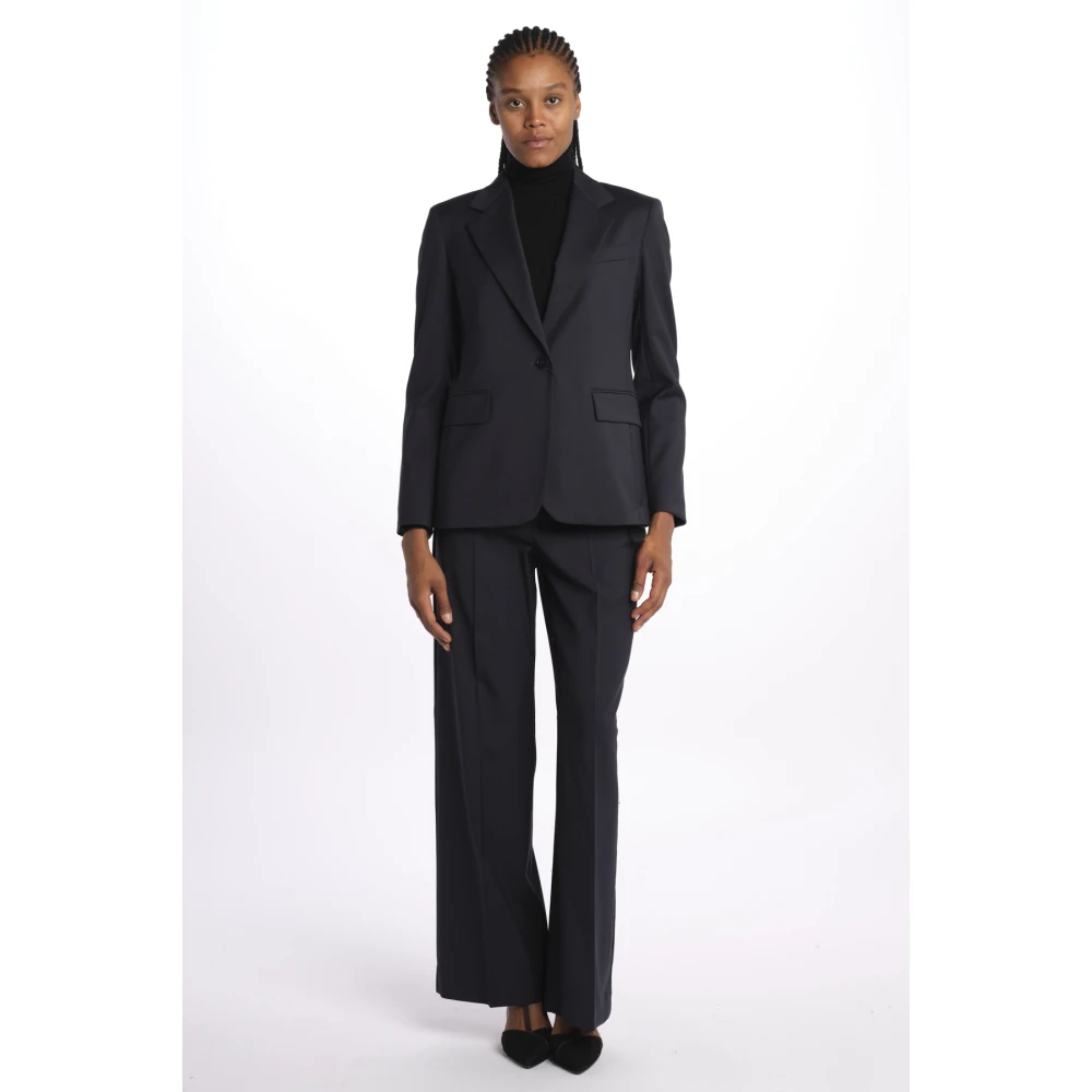 Max Mara Blauwe Lamine Jas Blue Dames