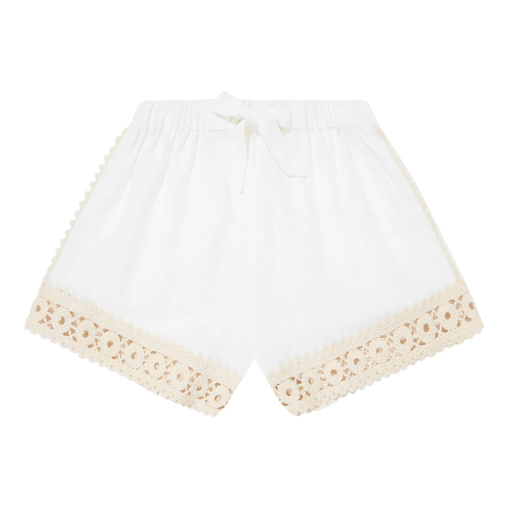 Zimmermann Girls Beige Crochet Trimmed Ivory Shorts - Shorts - 2 Y - Kids