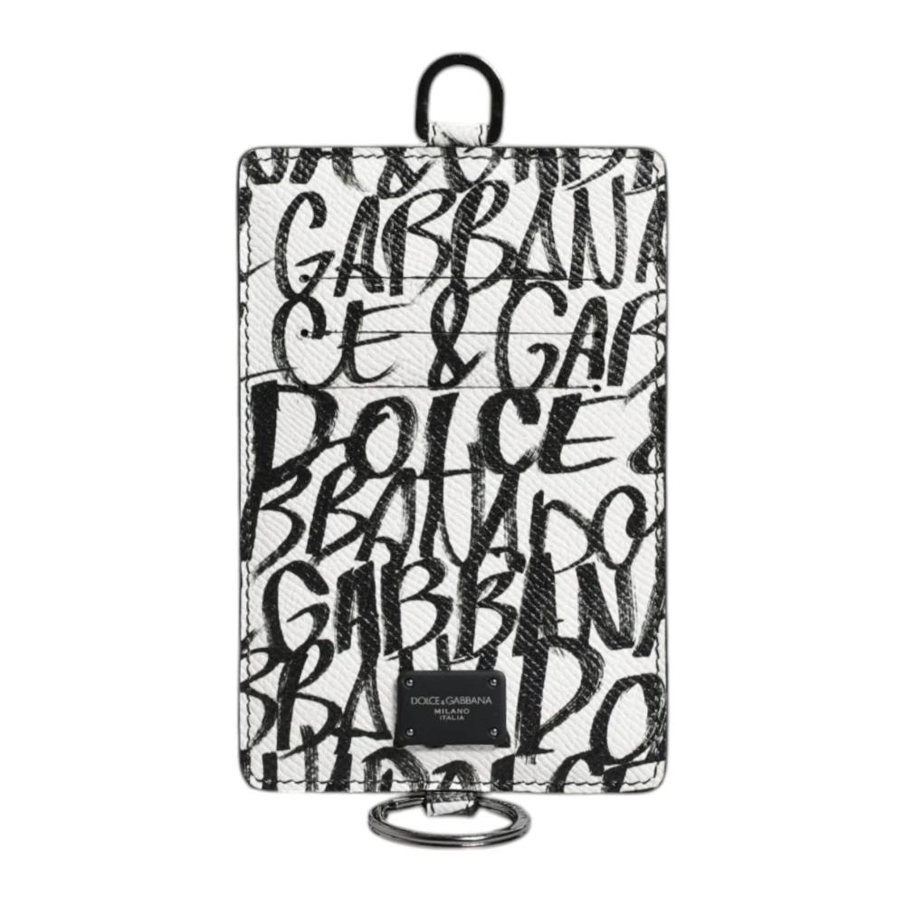 Dolce & Gabbana Logo Print Leren Kaarthouder Portemonnee White Heren