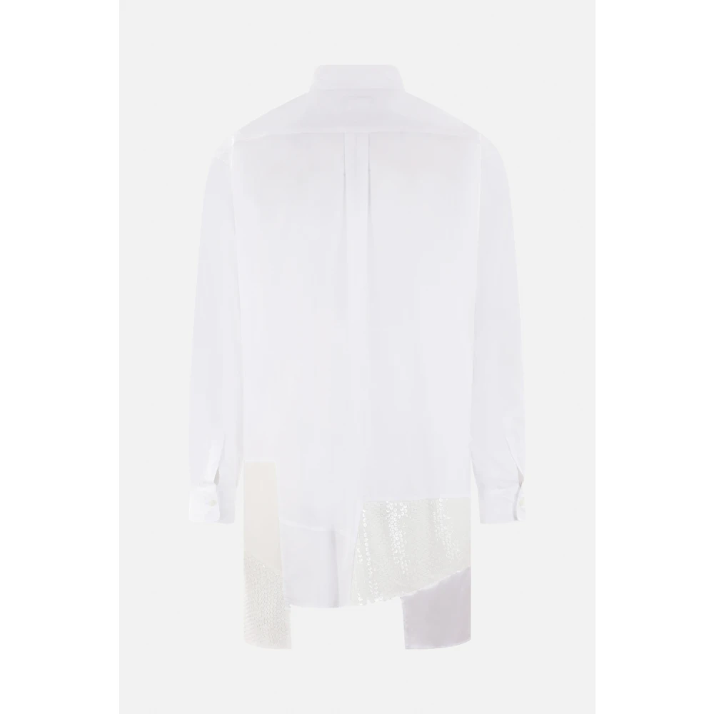 Comme des Garçons Witte Katoenen Patchwork Overhemd Long-Fit White Heren