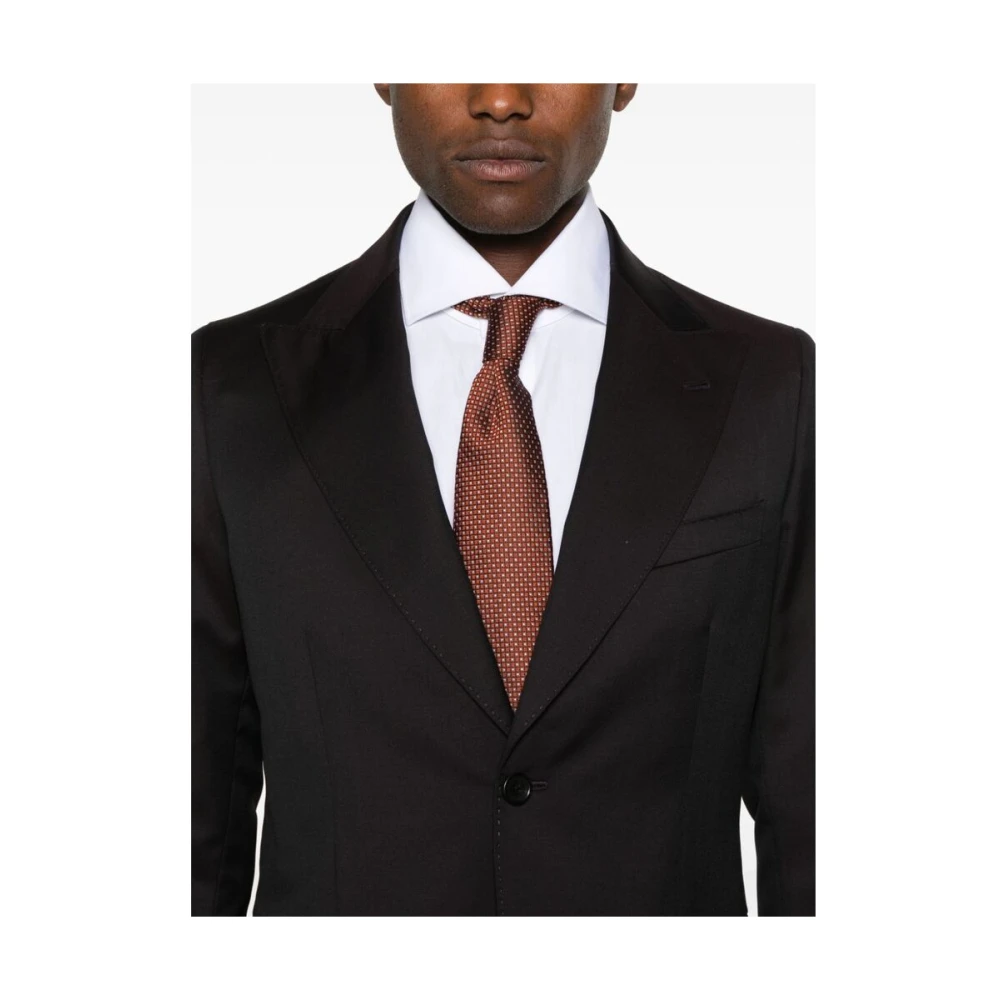 Reveres 1949 Bruine wollen pak met peak revers Brown Heren