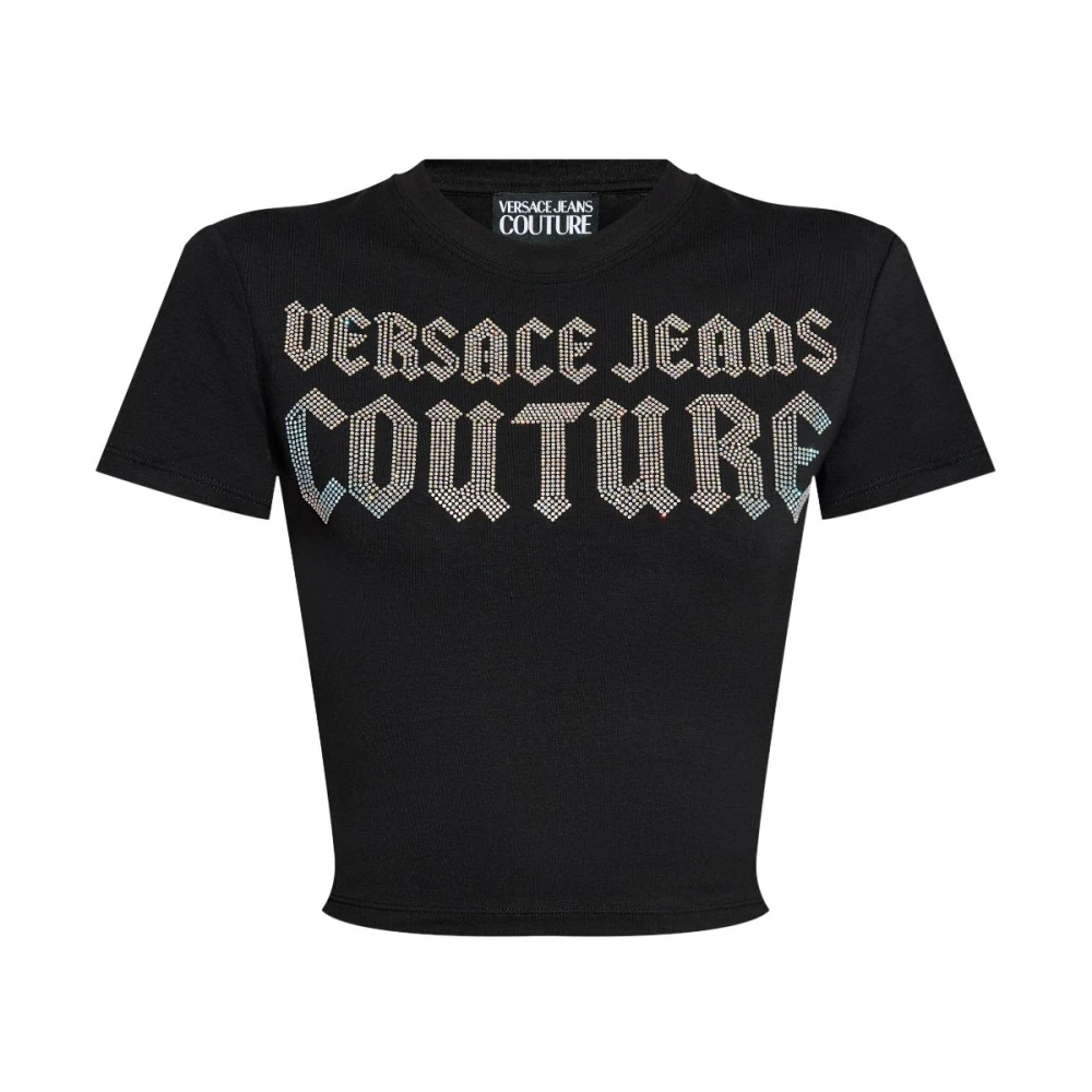 Versace Jeans Couture Zwarte T-shirts & Polo's voor vrouwen Black Dames