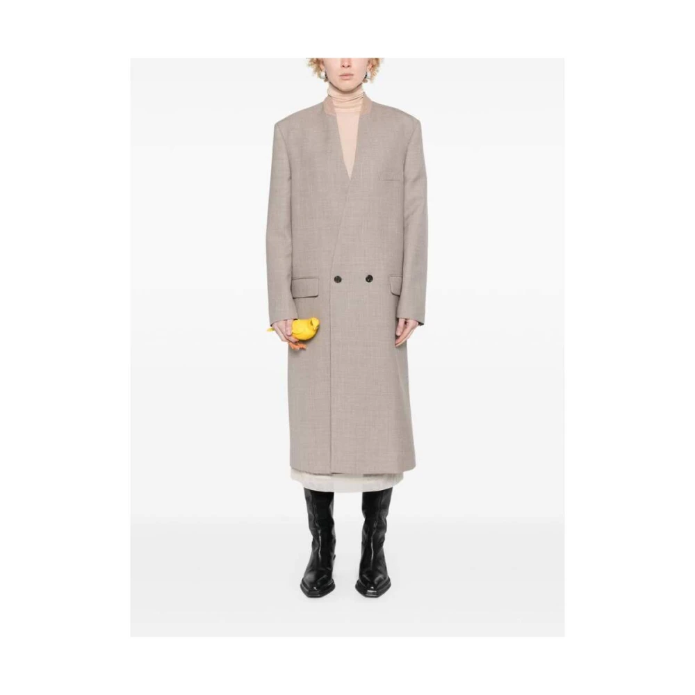 Moschino Taupe Wollen Jas met Splitmanchetten Gray Dames