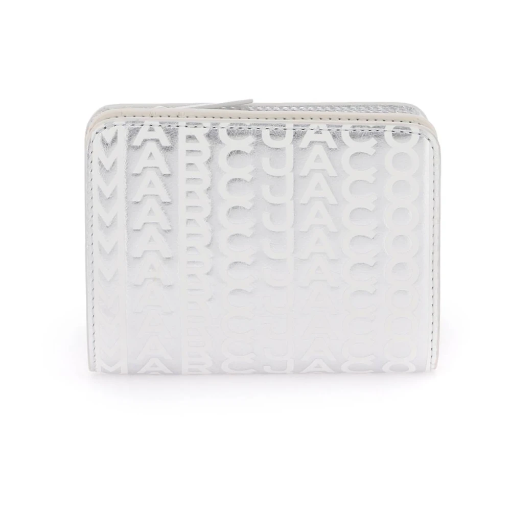 Marc Jacobs Metallic Mini Compact Portemonnee met Monogram Patroon Gray Dames