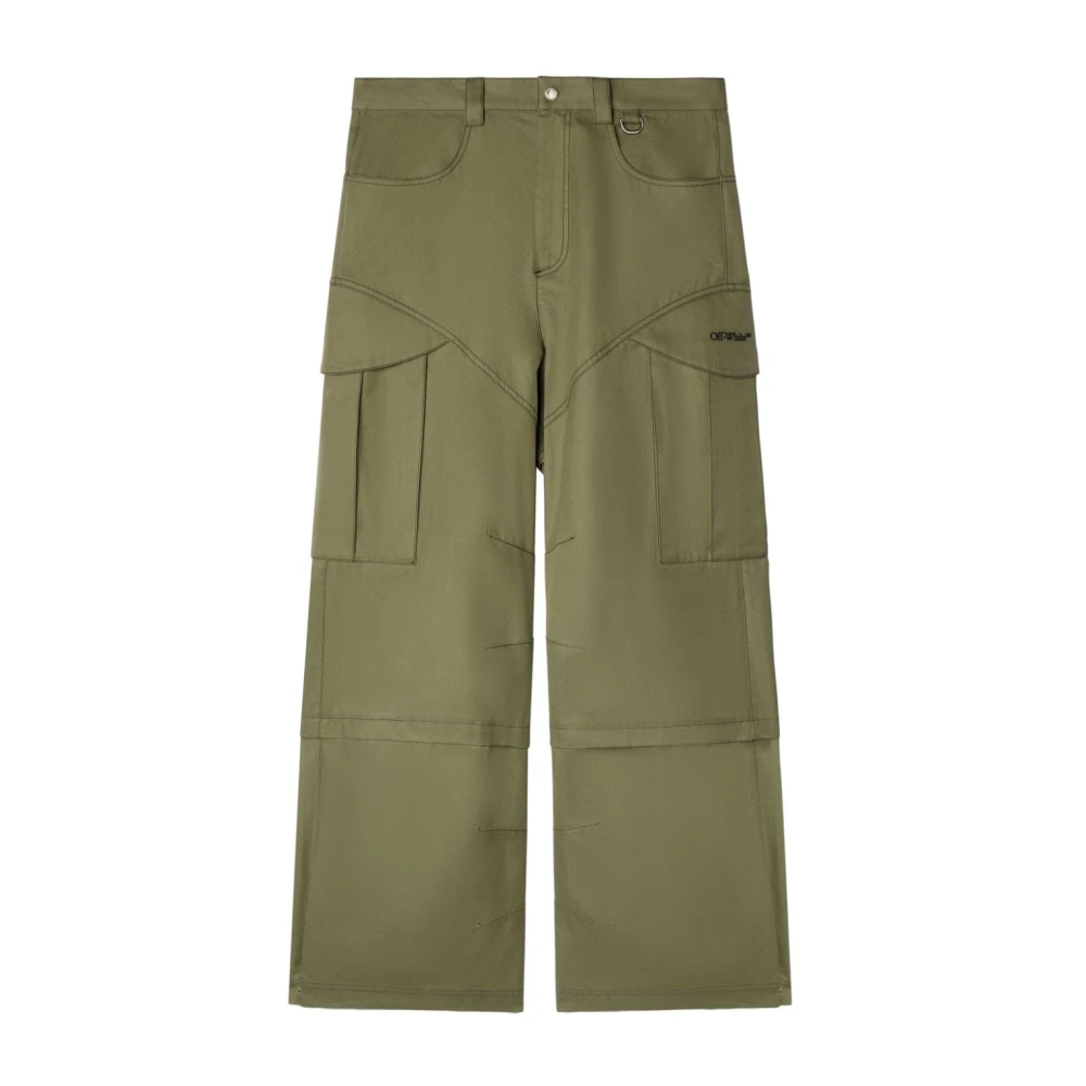 Off White Groene Geborduurde Logo Cargo Broek Green Heren