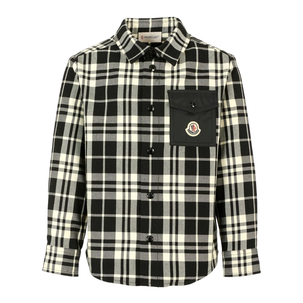 Moncler Boys Black Checked Cotton Long Sleeves Shirt - Kids Shirts - 10 Y - Kids