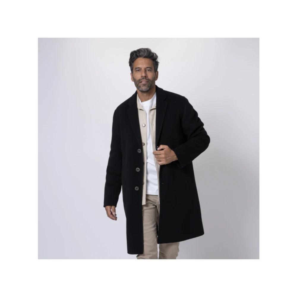Herno Zwarte wollen rechte jas Black Heren