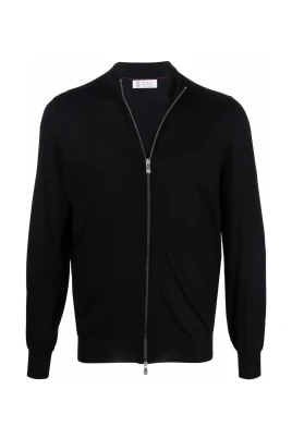 Svart Stickad Cardigan Med Dragkedja